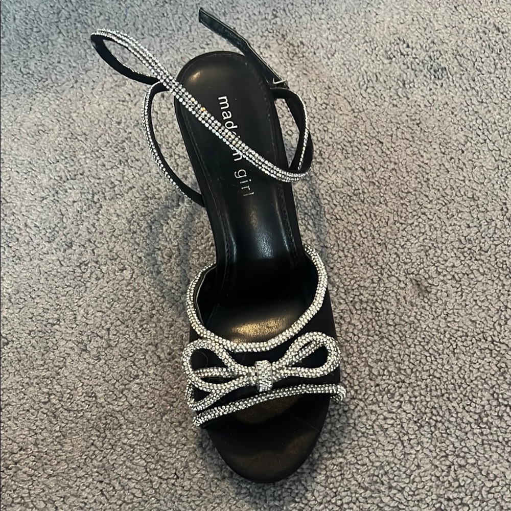 Madden Girl black and rhinestone heels